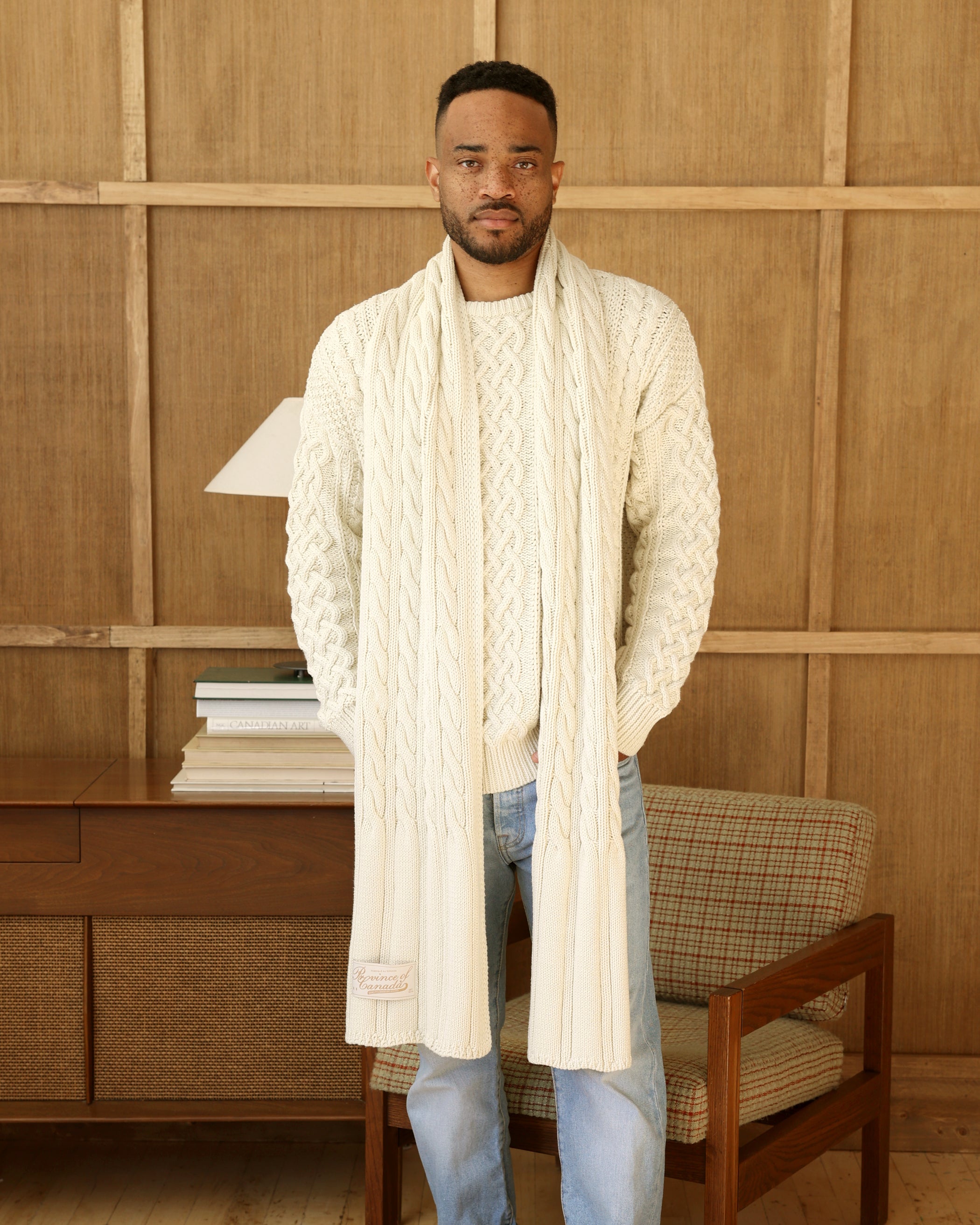 White knit scarf discount