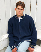 Made in Canada 100% Cotton Knit Cardigan Marine - Unisex - Province of Canada