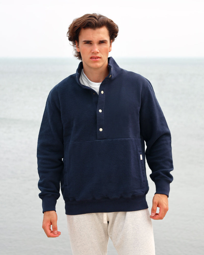 Made in Canada 100% Cotton Reverse Fleece Pullover Navy - Unisex - Province of Canada