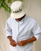 Made in Canada 100% Cotton Oxford Stripe Shirt Navy - Unisex - Province of Canada