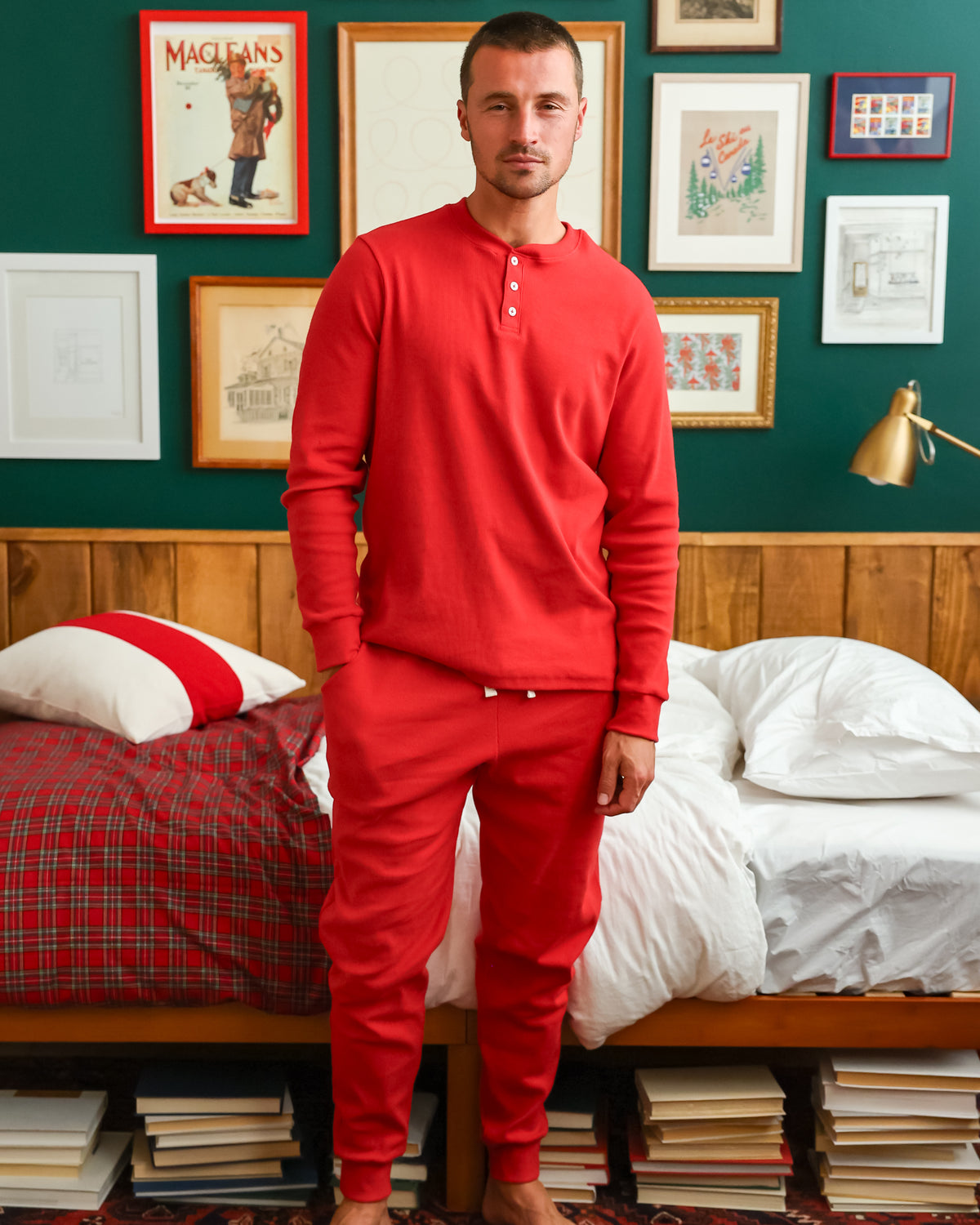 Made in Canada - Almost Pyjama Rib Pant Red - Unisex - Province of Canada