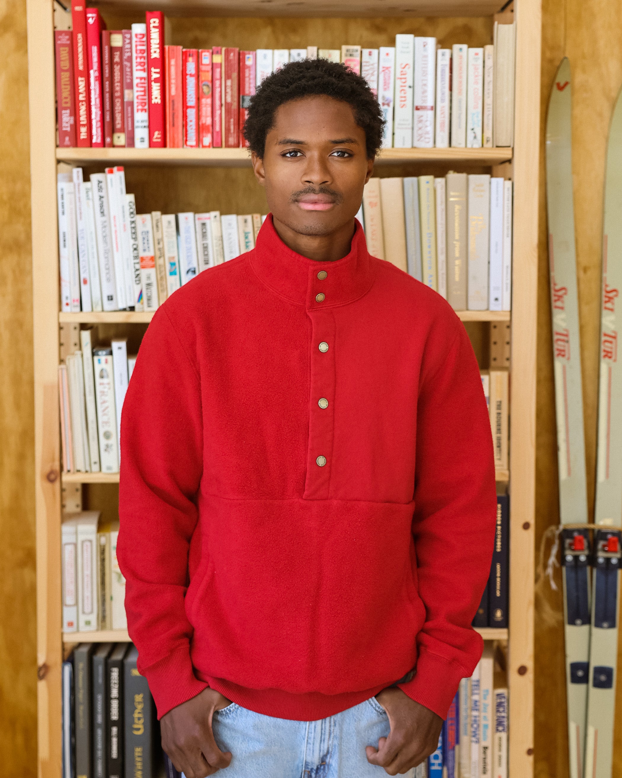 Made in Canada 100% Cotton Reverse Polar Fleece Pullover Red Unisex - Province of Canada