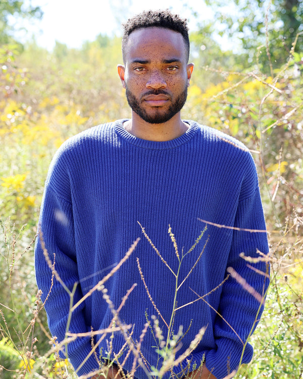 Made in Canada 100% Cotton Knit Sweater Royal Cobalt Blue - Unisex - Province of Canada