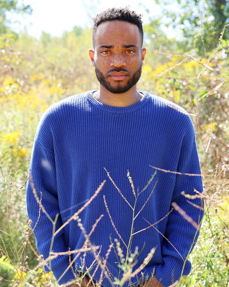 Made in Canada 100% Cotton Knit Sweater Royal Cobalt Blue - Unisex - Province of Canada