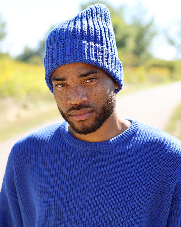 Made in Canada 100% Cotton Knit Toque Royal Cobalt Blue - Unisex - Province of Canada