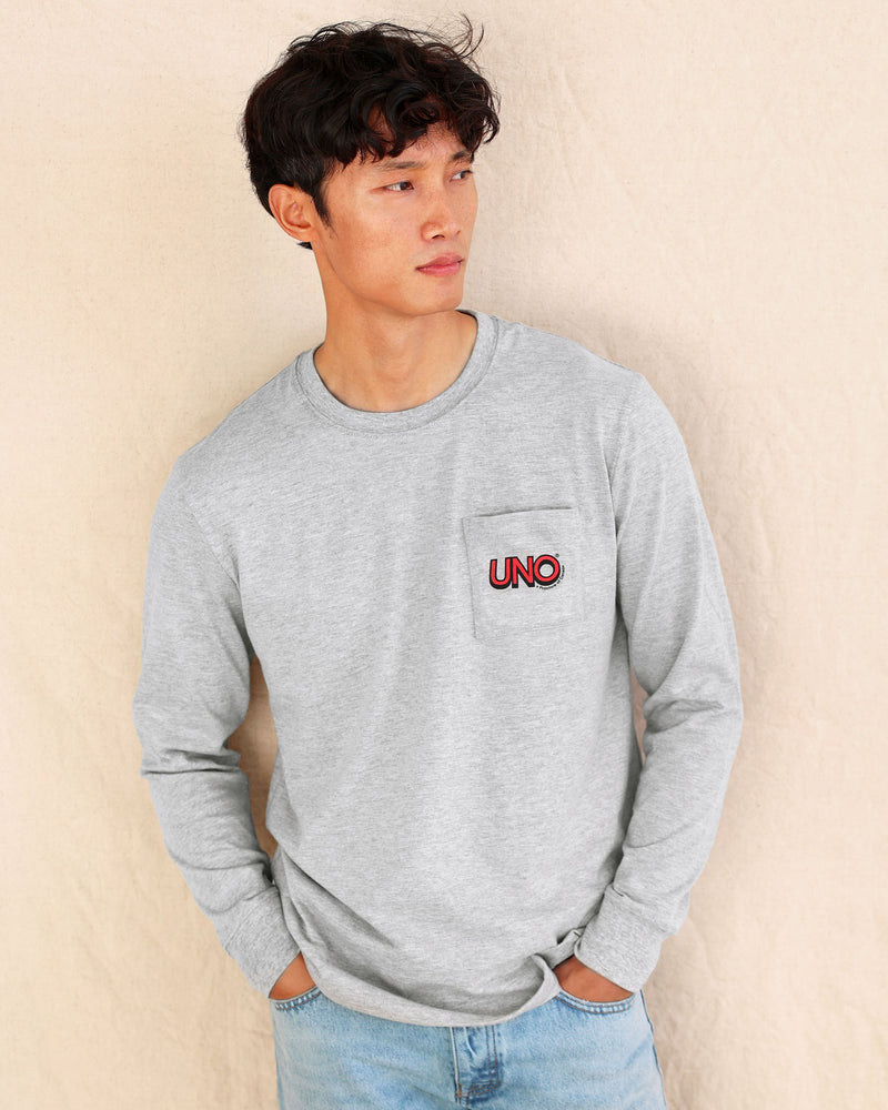 UNO Pocket Long Sleeve Tee Heather Grey Unisex - Made in Canada - Province of Canada