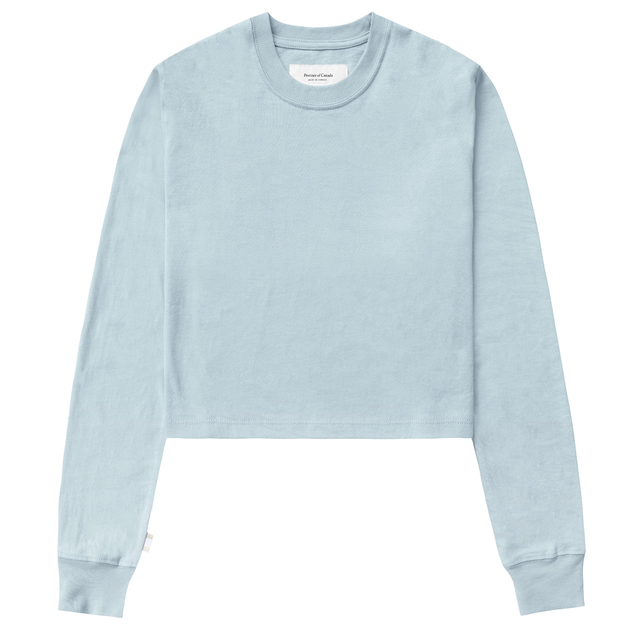 Made in Canada 100% Organic Cotton Monday Long Sleeve Crop Top Blue Grey - Province of Canada