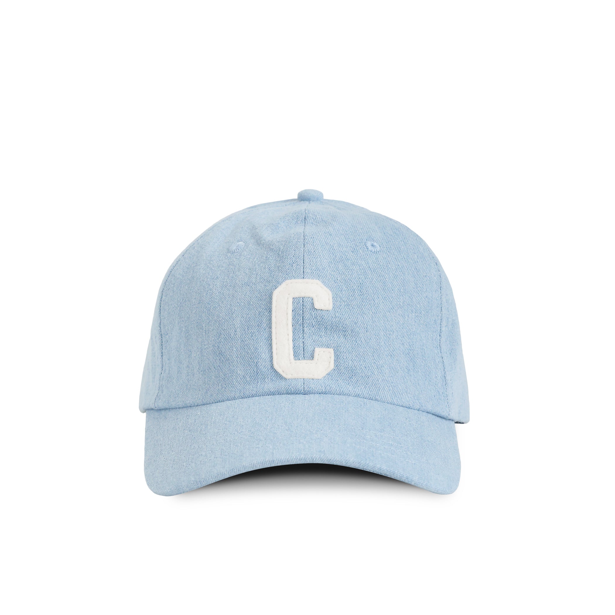 Made in Canada 100% Cotton Kids Letter C Baseball Hat Light Blue Denim - Province of Canada