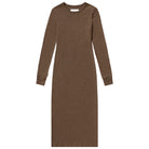Made in Canada 100% Cotton Fine Ribbed Long Sleeve Dress Heather Brown - Province of Canada 