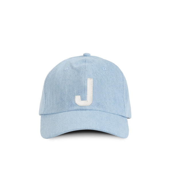 Made in Canada 100% Cotton Kids Letter J Baseball Hat Light Blue Denim - Province of Canada