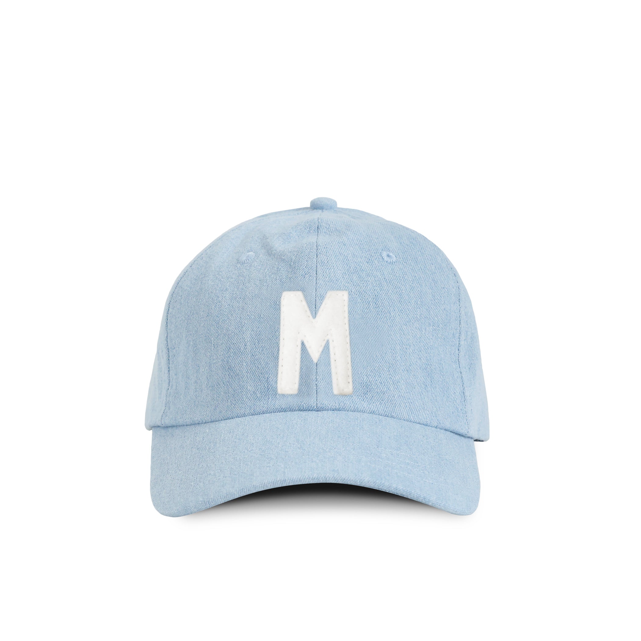 Made in Canada 100% Cotton Kids Letter M Baseball Hat Light Blue Denim - Province of Canada