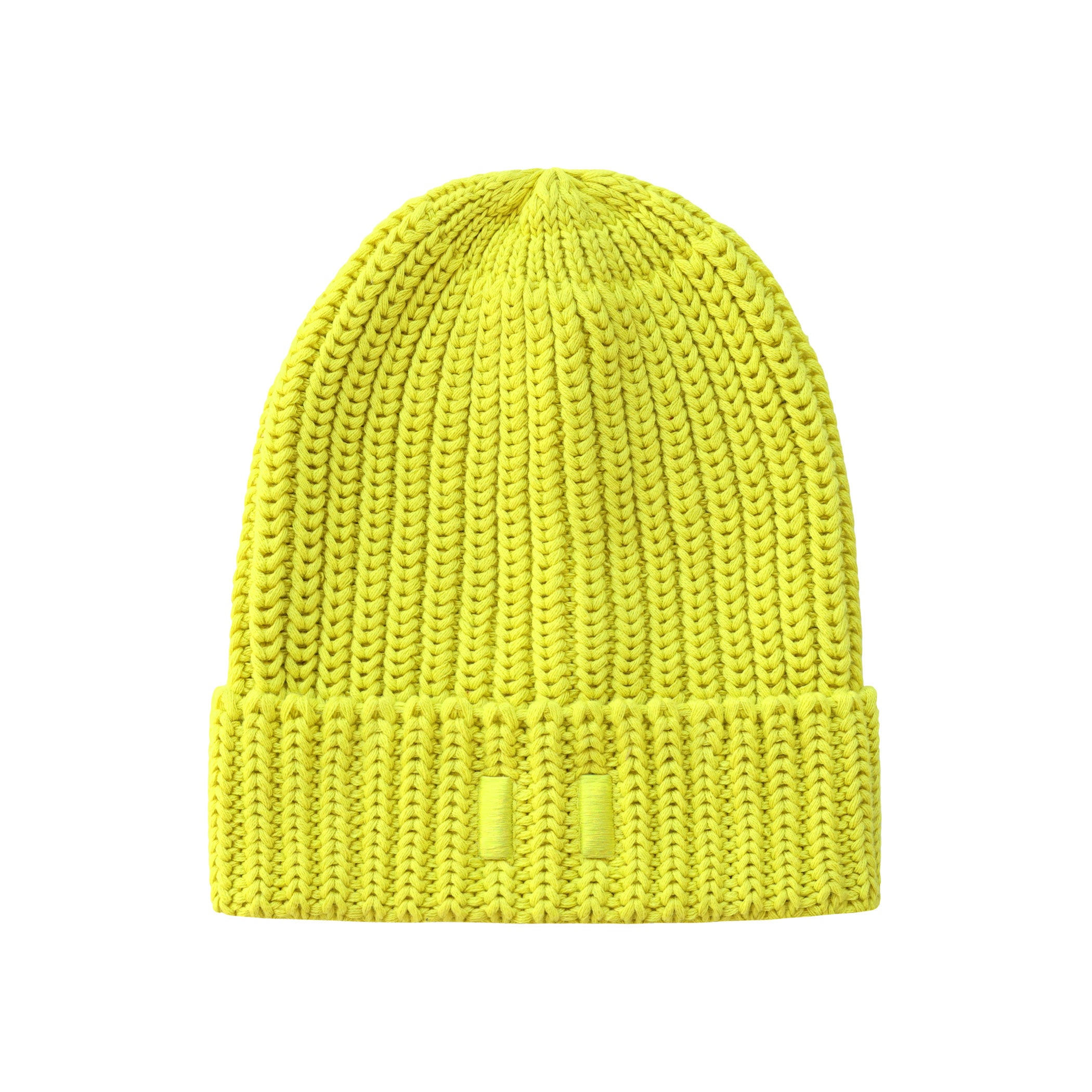 Made in Canada 100% Cotton Knit Toque Beanie Hat Citrus Yellow Neon - Unisex - Province of Canada