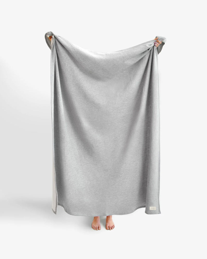 Made in Canada Sweater Cotton Fleece Queen Double Blanket Throw Heather Grey - Province of Canada