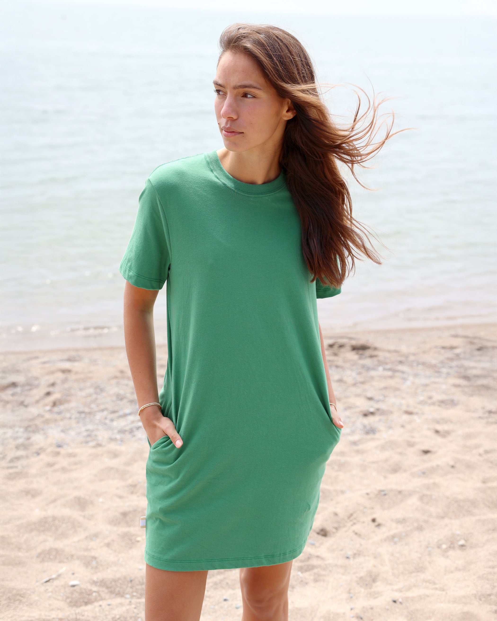 Made in Canada Pocket T-Shirt Dress Green - Province of Canada