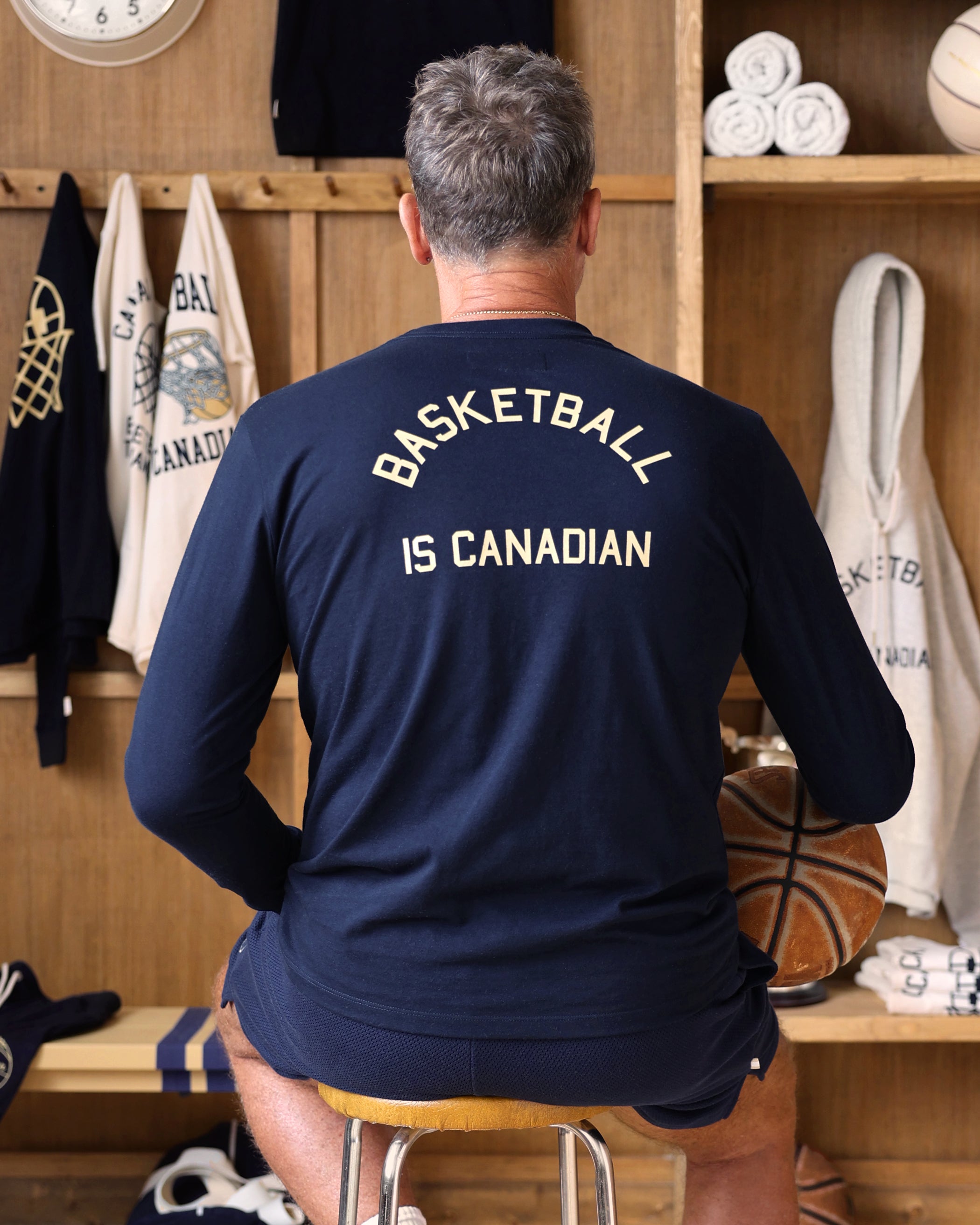 Made in Canada Basketball Long Sleeve Tee Navy - Unisex - Province of Canada