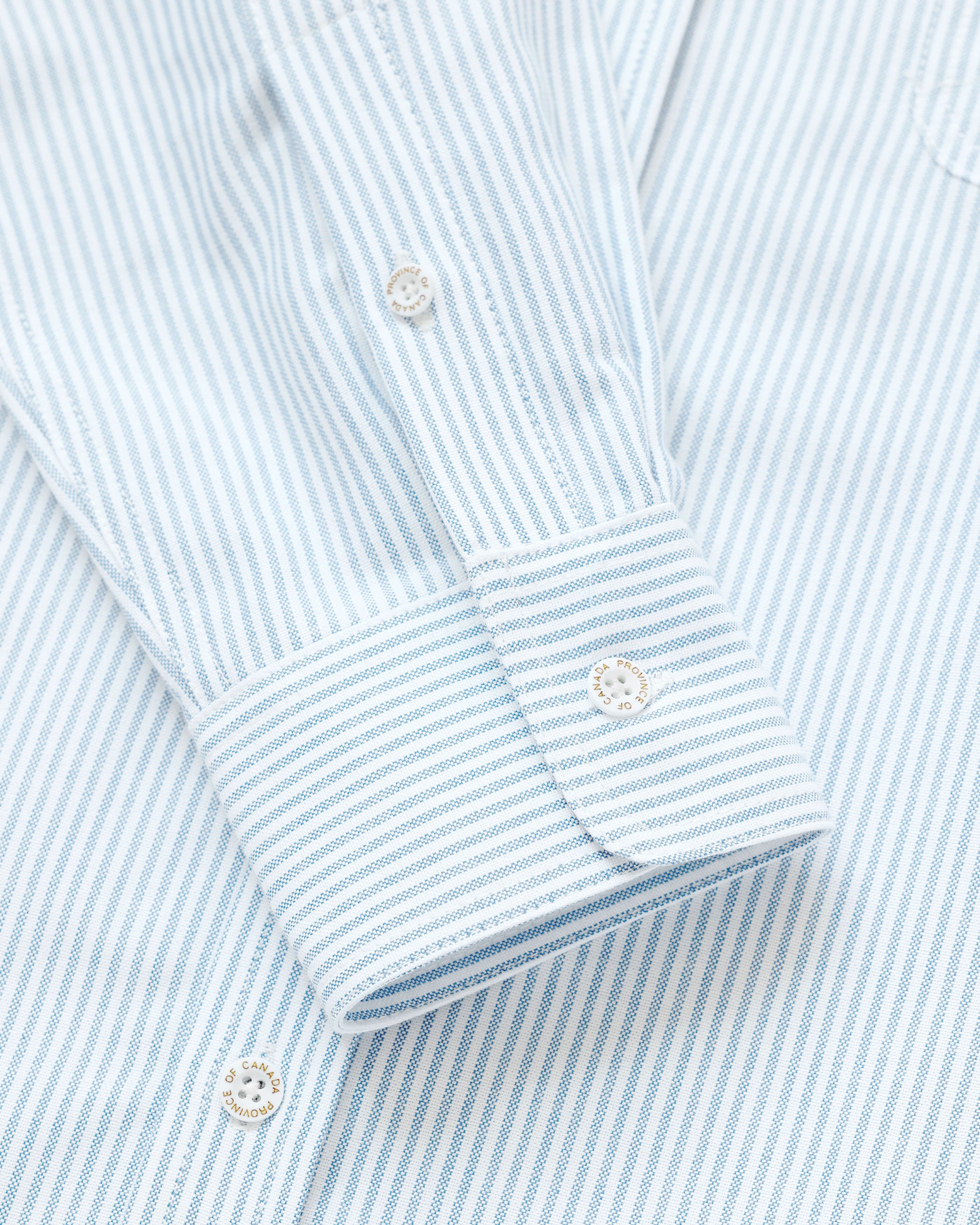 Made in Canada 100% Cotton Oxford  Stripe Button Down Shirt Light Blue - Unisex - Province of Canada