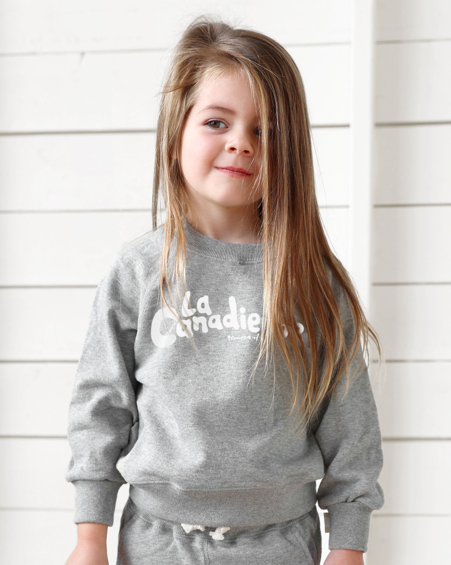 Made in Canada 100% Cotton La Canadienne Kids French Terry Sweatshirt Heather Grey - Province of Canada