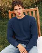 Made in Canada 100% Cotton Cotton Knit Seed Stitch Sweater Marine Navy Blue - Unisex - Province of Canada