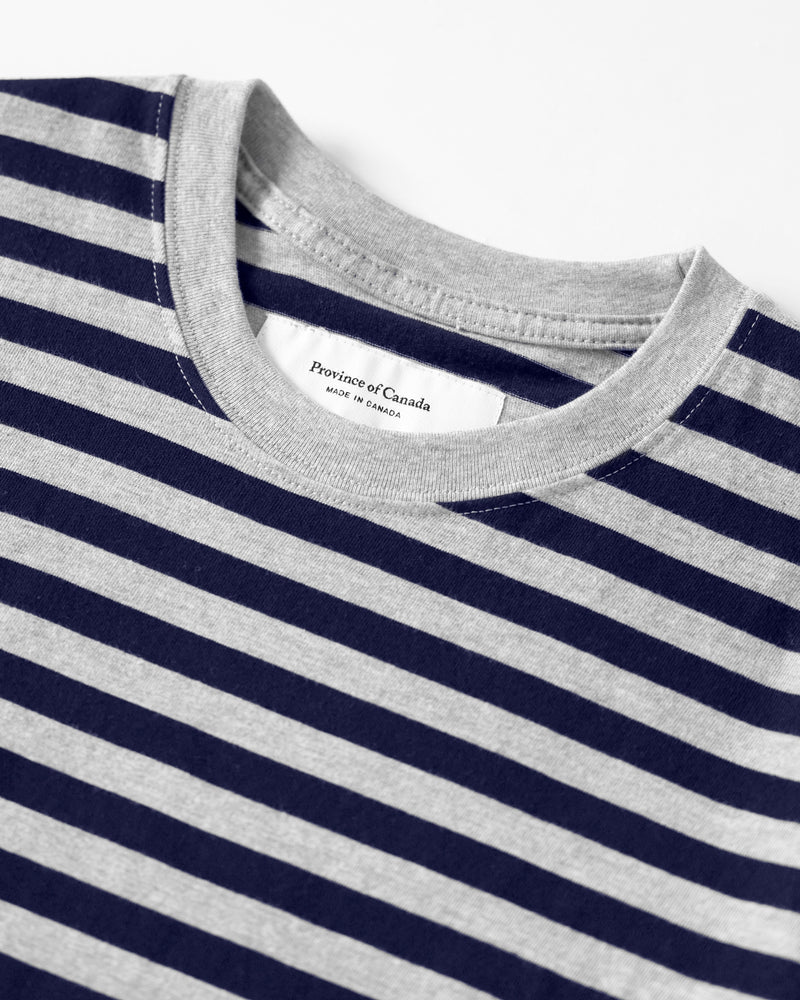 Made in Canada Monday Tee Navy Stripe Unisex - Province of Canada