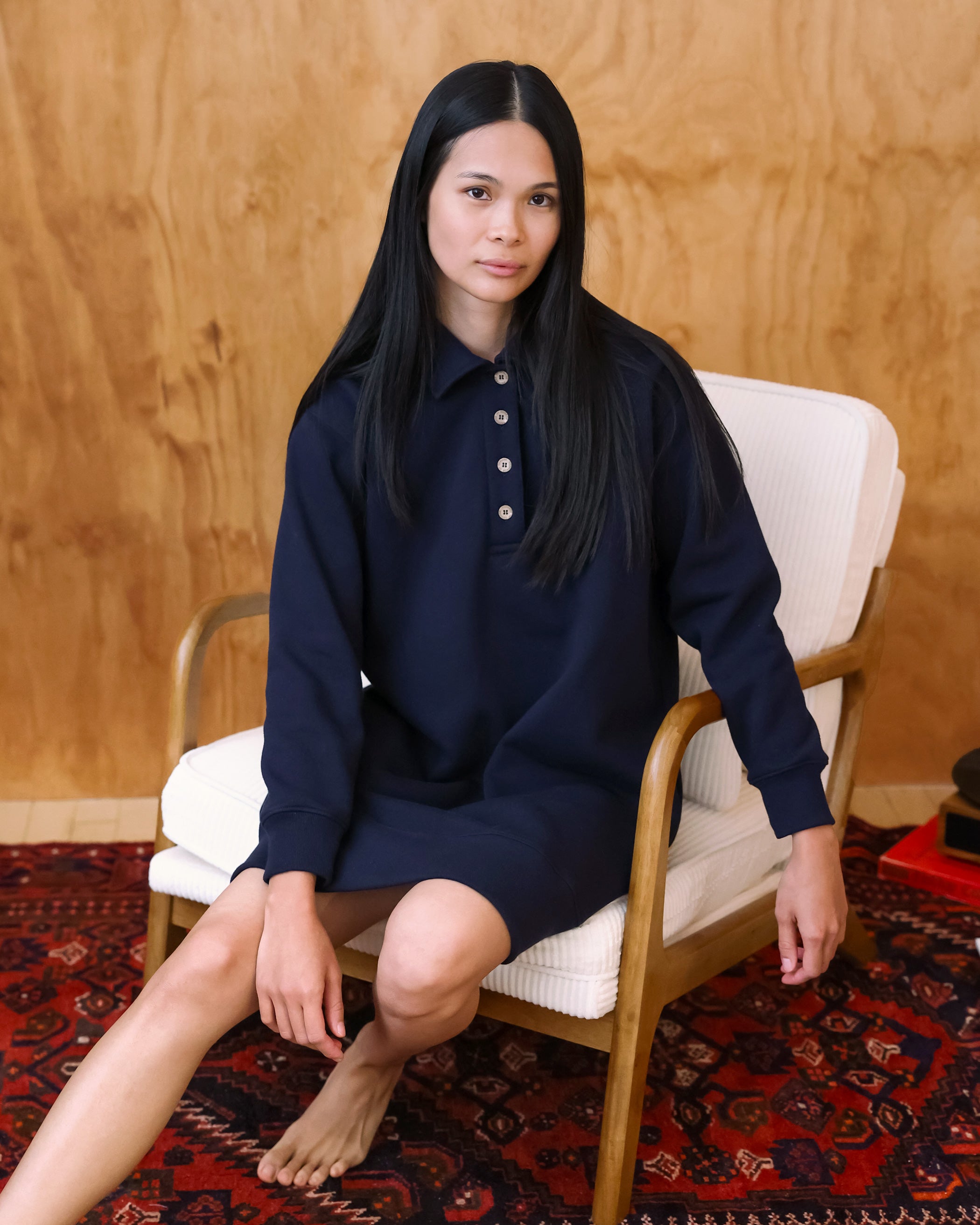 Made in Canada Fleece Sweater Dress Navy Blue - Province of Canada 