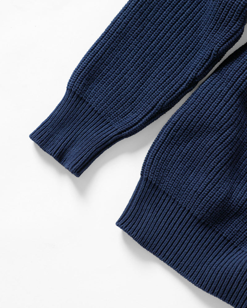 Coller Knitwear - Navy - Ls Cotton Cable Knit, Knitwear