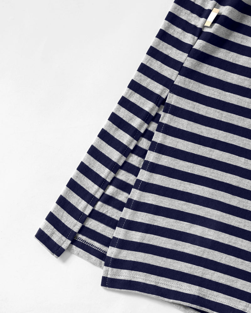 Made in Canada 100% Organic Cotton Midi T-Shirt Dress Navy Stripe – Province of Canada