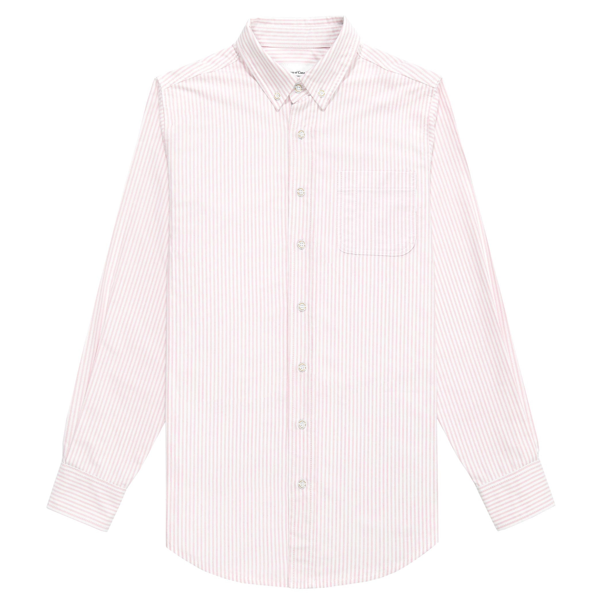 Made in Canada 100% Cotton Button Up Oxford Stripe Shirt Pink - Unisex - Province of Canada