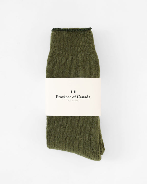 Made in Canada Long Slipper Sock Olive - Province of Canada