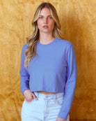 Made in Canada 100% Organic Cotton Monday Long Sleeve Crop Top Periwinkle - Unisex - Province of Canada 
