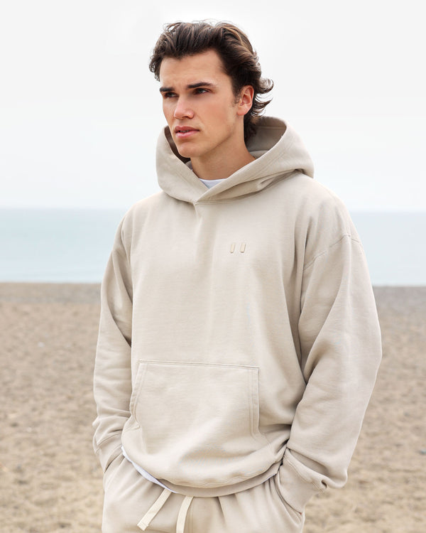Made in Canada Flag Fleece Hoodie Sand Taupe Cream Neutral - Unisex