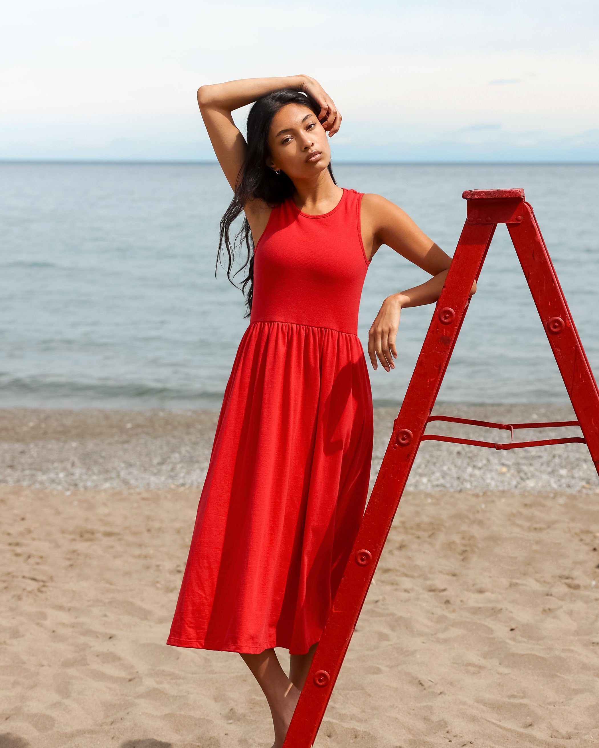 Made in Canada 100% Organic Cotton Tank Dress Red - Province of Canada 