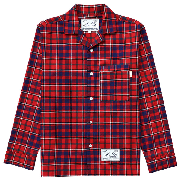 Made in Canada Plaid Flannel Pyjama Shirt Red - Unisex - Au Lit x Province of Canada