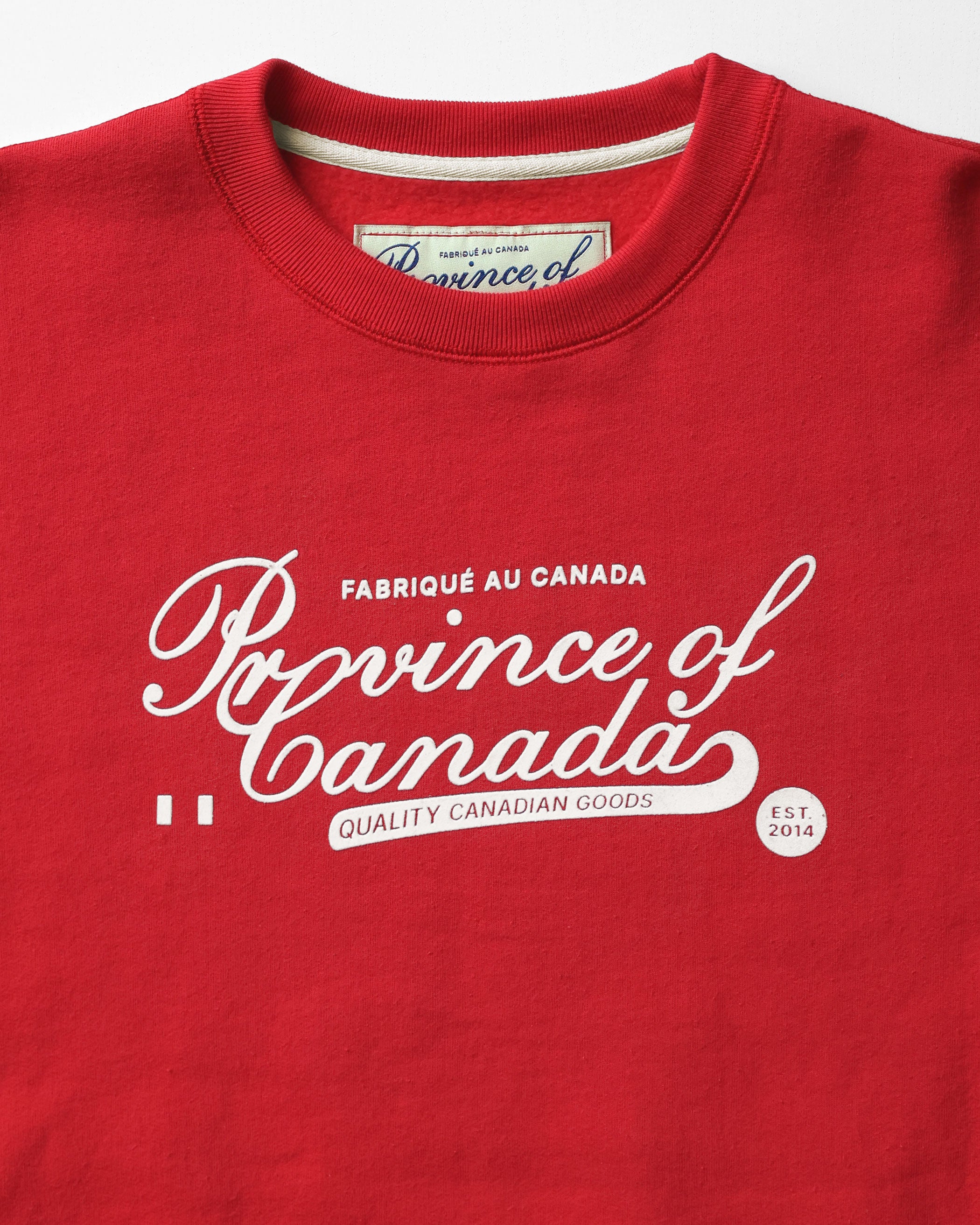 Made in Canada Fleece Script Logo Sweatshirt Red - Unisex - Province of Canada