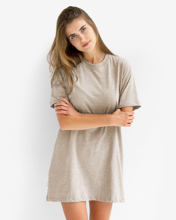 Made in Canada 100% Cotton Pocket T-Shirt Dress Oatmeal - Province of Canada