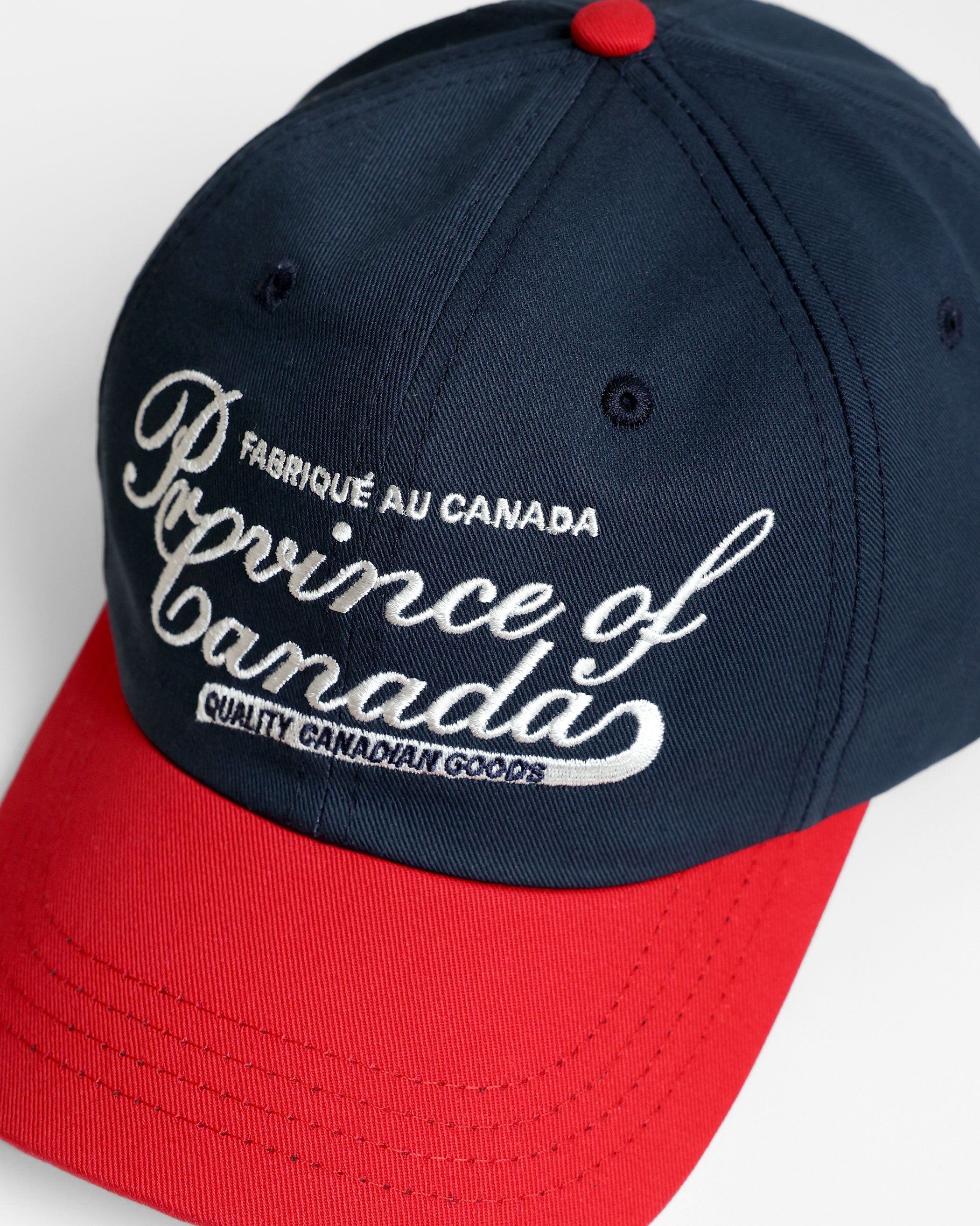 Made in Canada Script Logo Baseball Hat Navy Red - Province of Canada