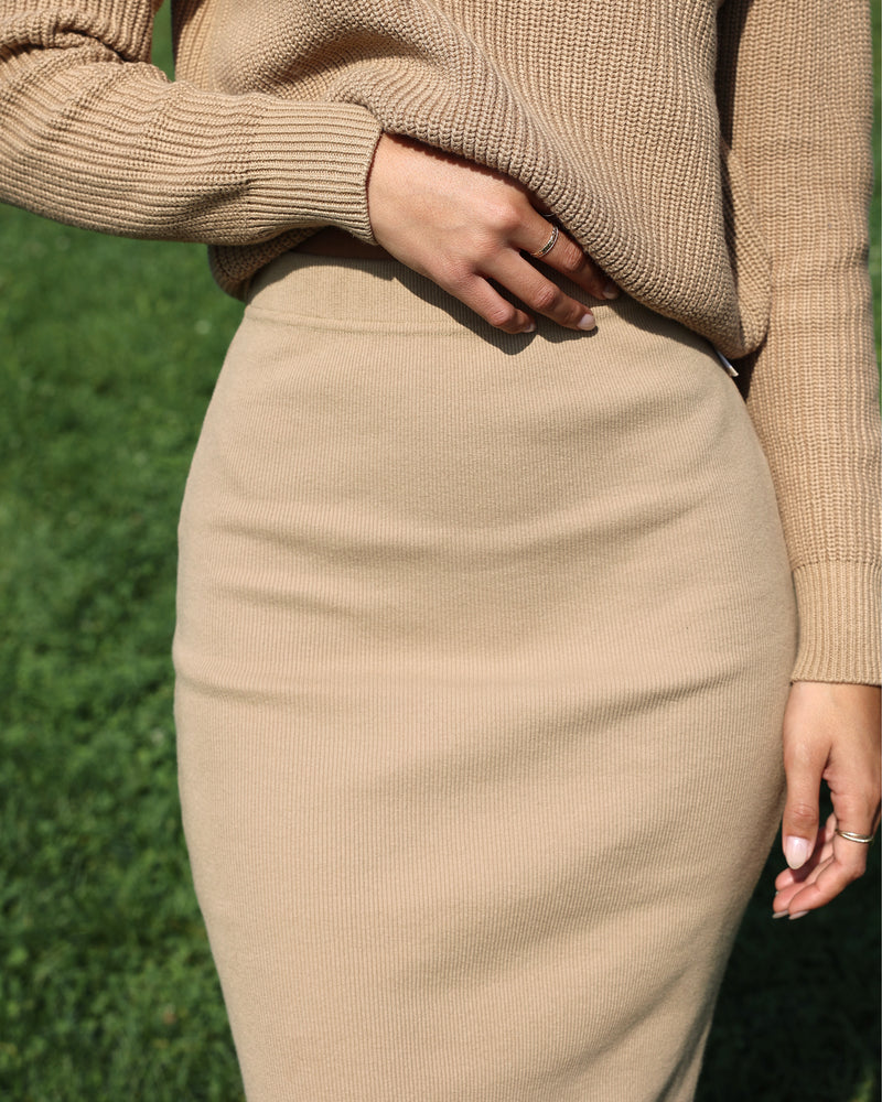 Made in Canada Cotton Midi Ribbed Skirt Dune - Province of Canada 