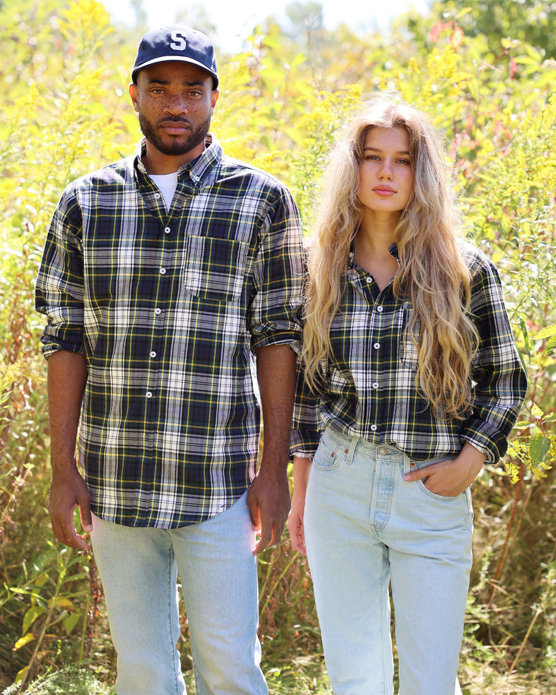 Made in Canada Plaid Flannel Shirt Navy - Unisex - Province of Canada