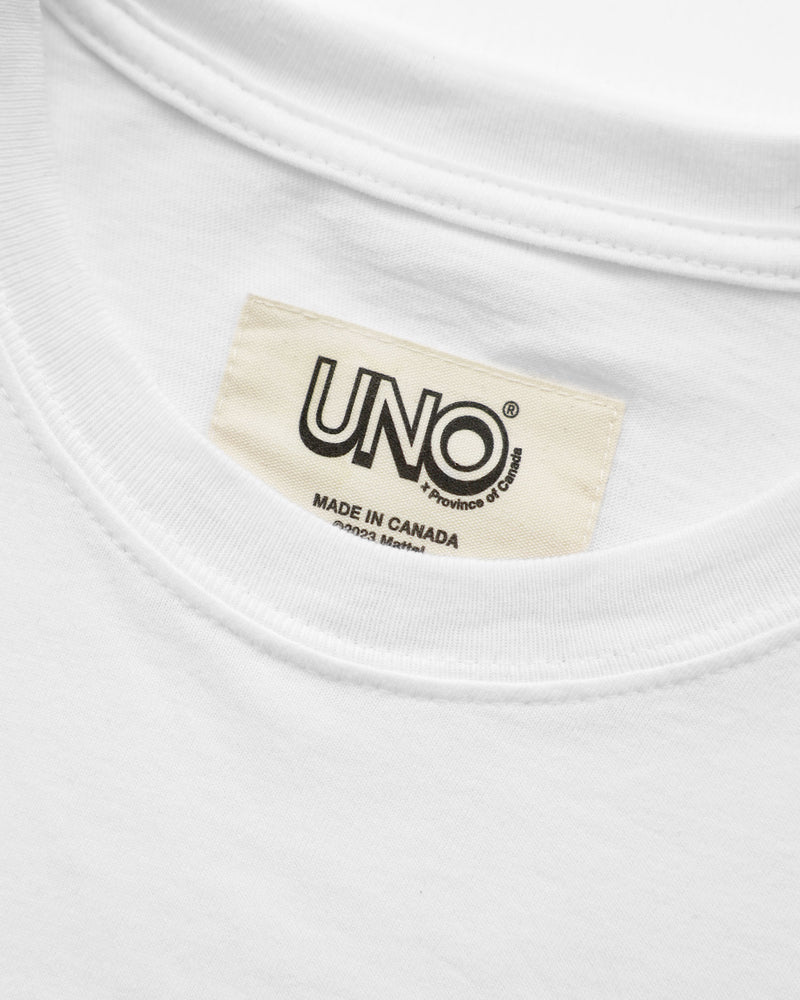 UNO Card Up Your Long Sleeve Tee White Unisex - Made in Canada - Province of Canada