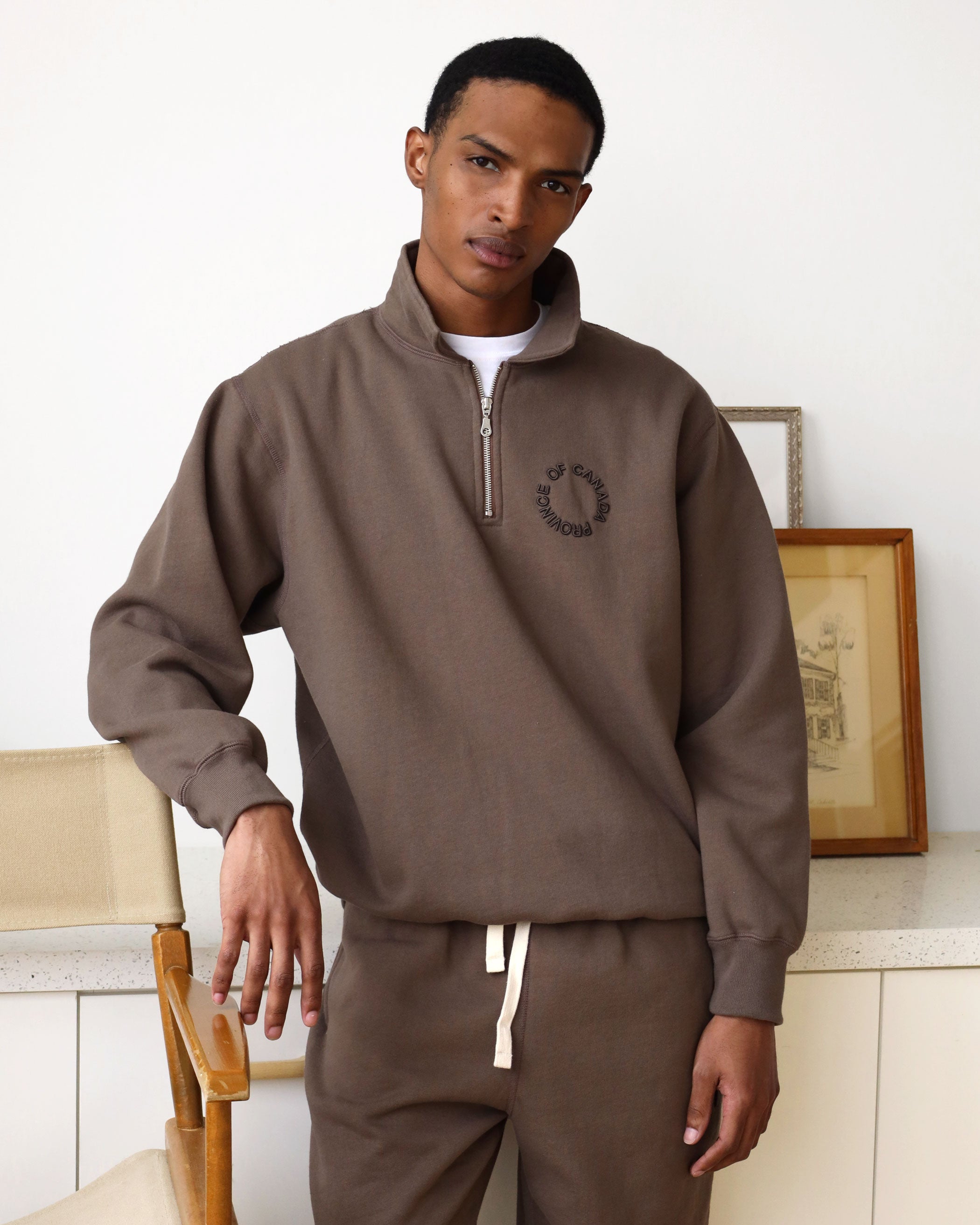 マイルン Half Zip Fleece Sweatshirt Chestnut - Unisex – Province of Canada