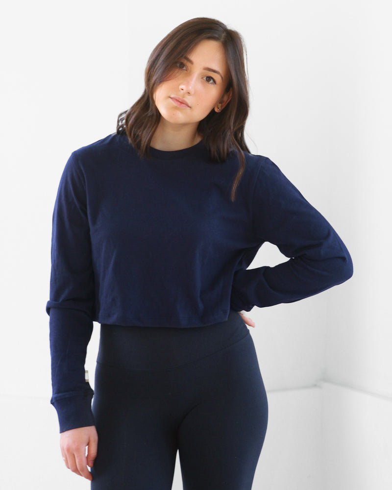 Monday Long Sleeve Crop Top Black - Made in Canada - Province