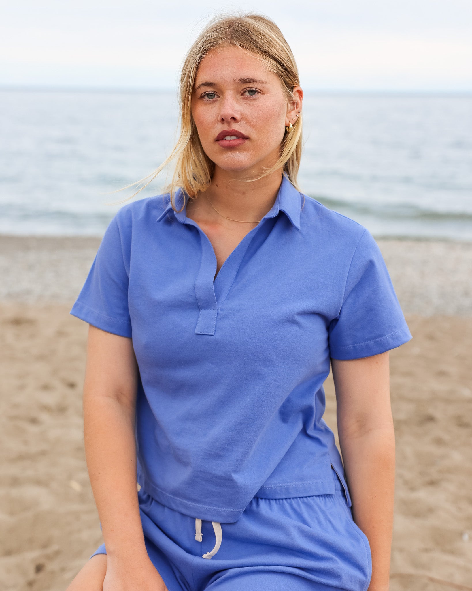 Made in Canada 100% Cotton Thursday Popover Tee Periwinkle - Province of Canada 