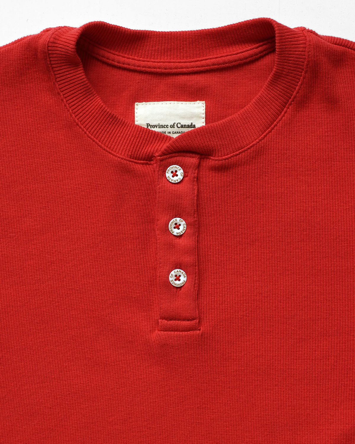 Made in Canada - Almost Pyjama Rib Henley Red - Unisex - Province of Canada