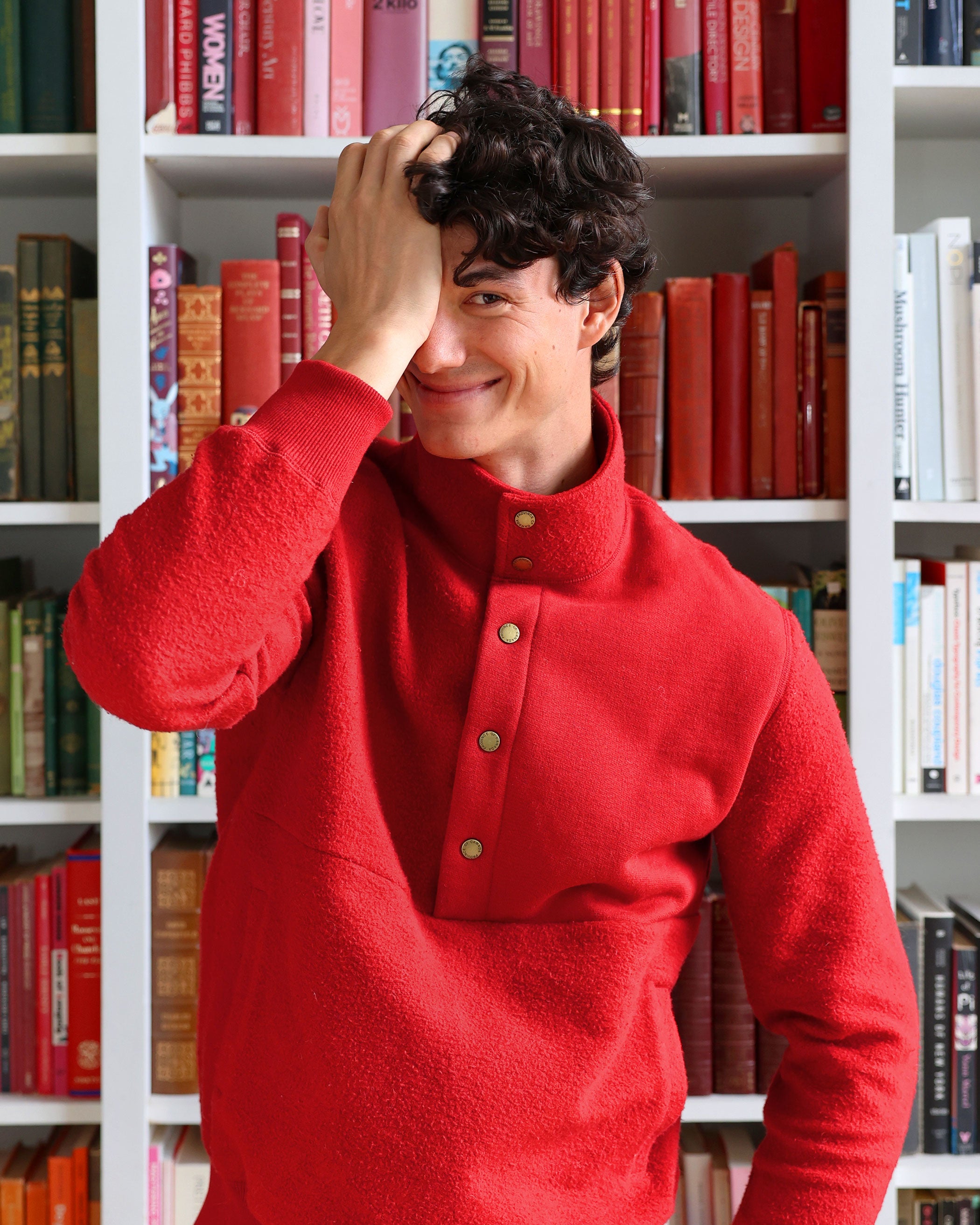 Made in Canada 100% Cotton Reverse Polar Fleece Pullover Red Unisex - Province of Canada