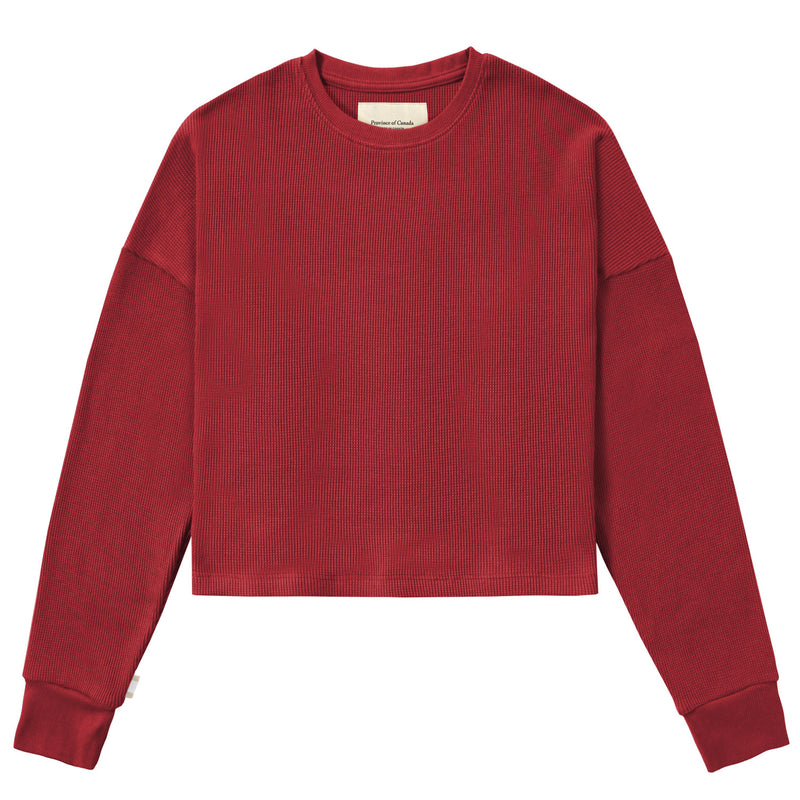 Made in Canada Morning Waffle Long Sleeve Crop Top Berry
