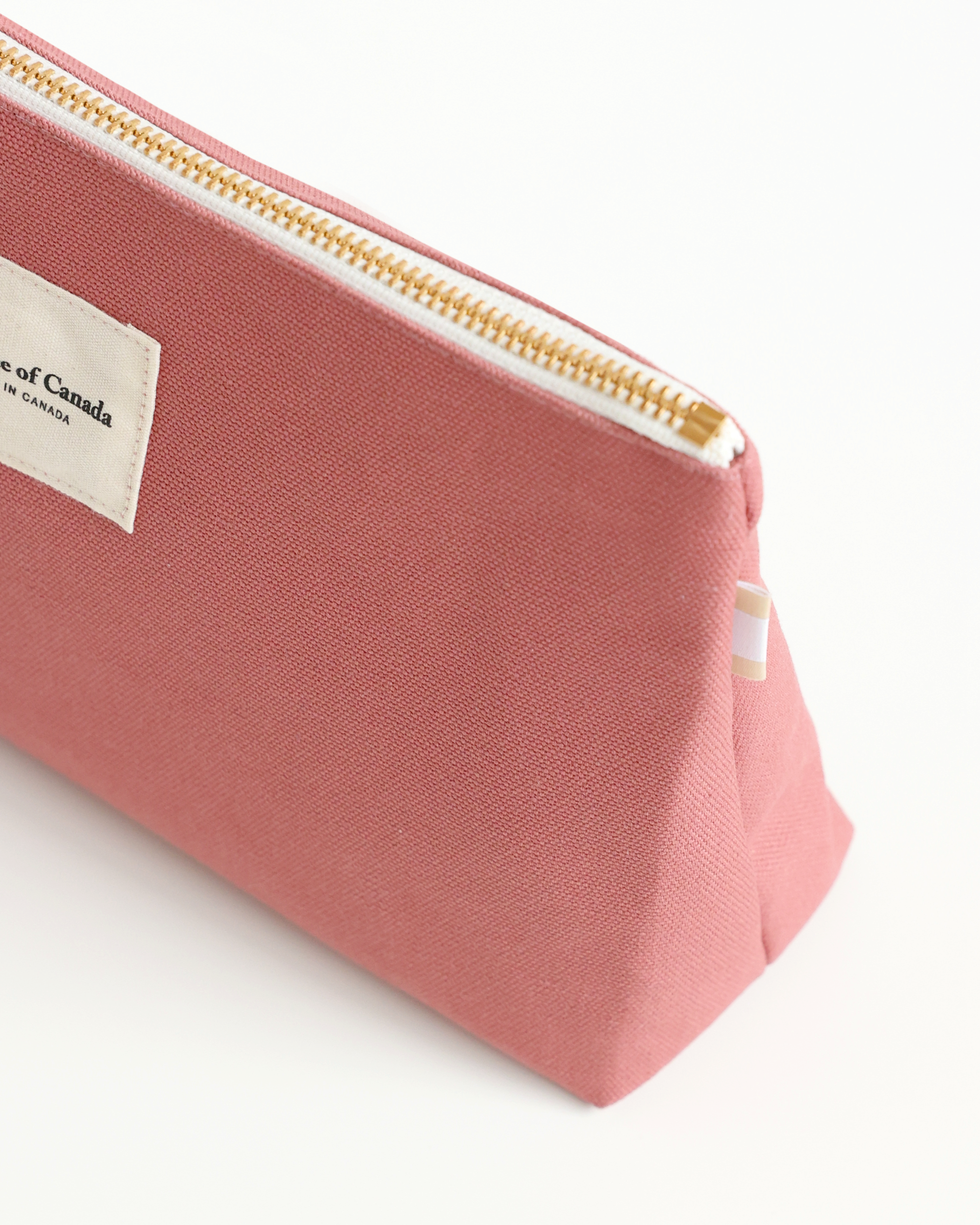Made in Canada 100% Cotton Rosewood Pink Dusty Rose Makeup Cord Organizer Pouch - Province of Canada