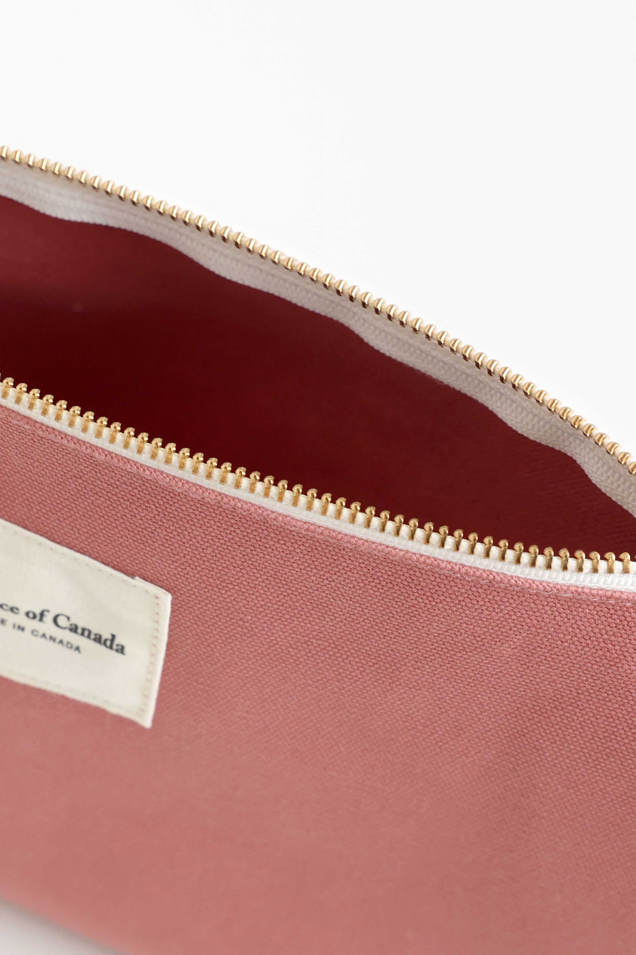 Made in Canada 100% Cotton Rosewood Pink Dusty Rose Makeup Cord Organizer Pouch - Province of Canada