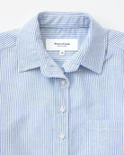 Made in Canada 100% Cotton Boxy Oxford Stripe Shirt Royal - Womens - Province of Canada 