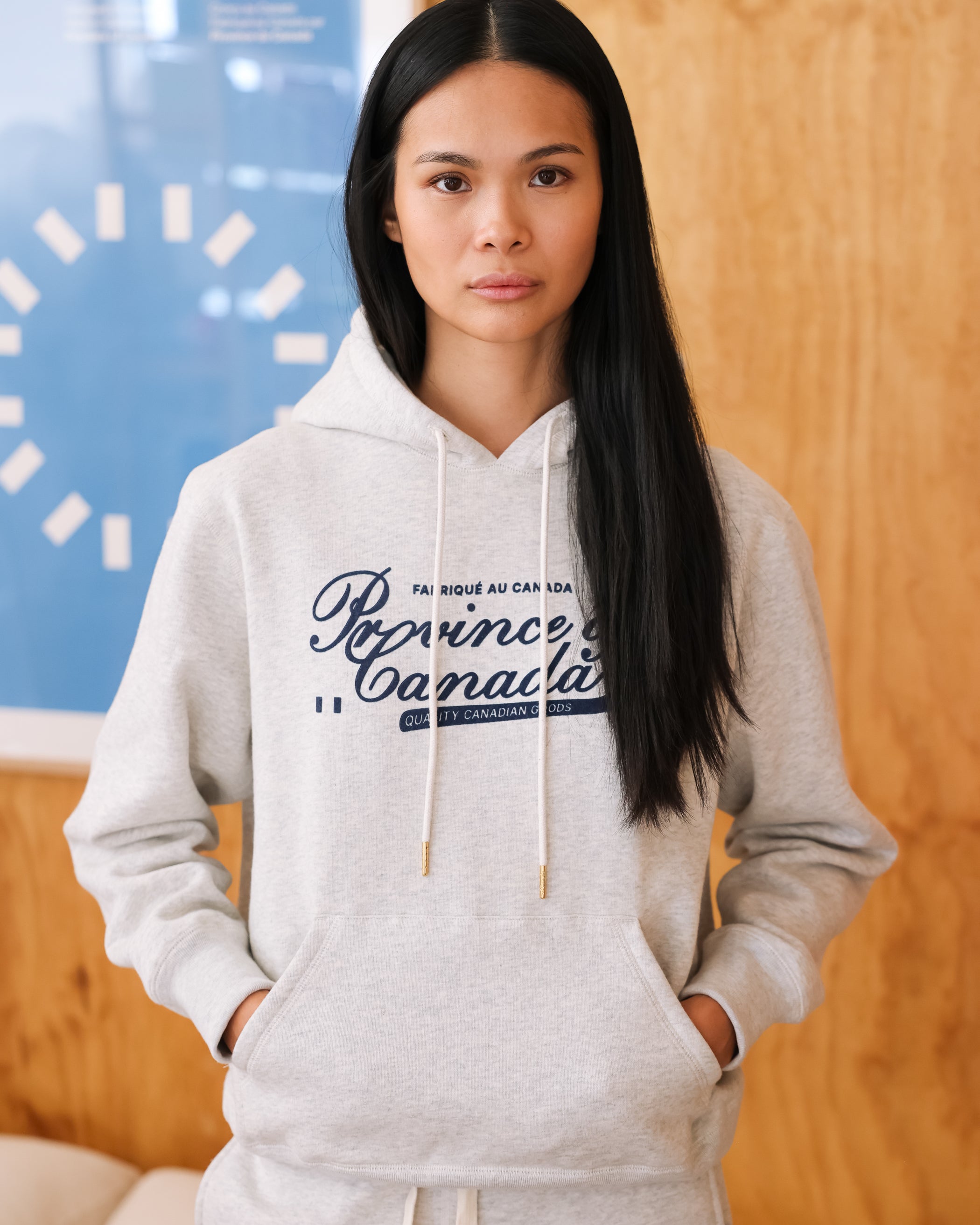 Made in Canada Fleece Script Logo Hoodie Eggshell - Unisex - Province of Canada