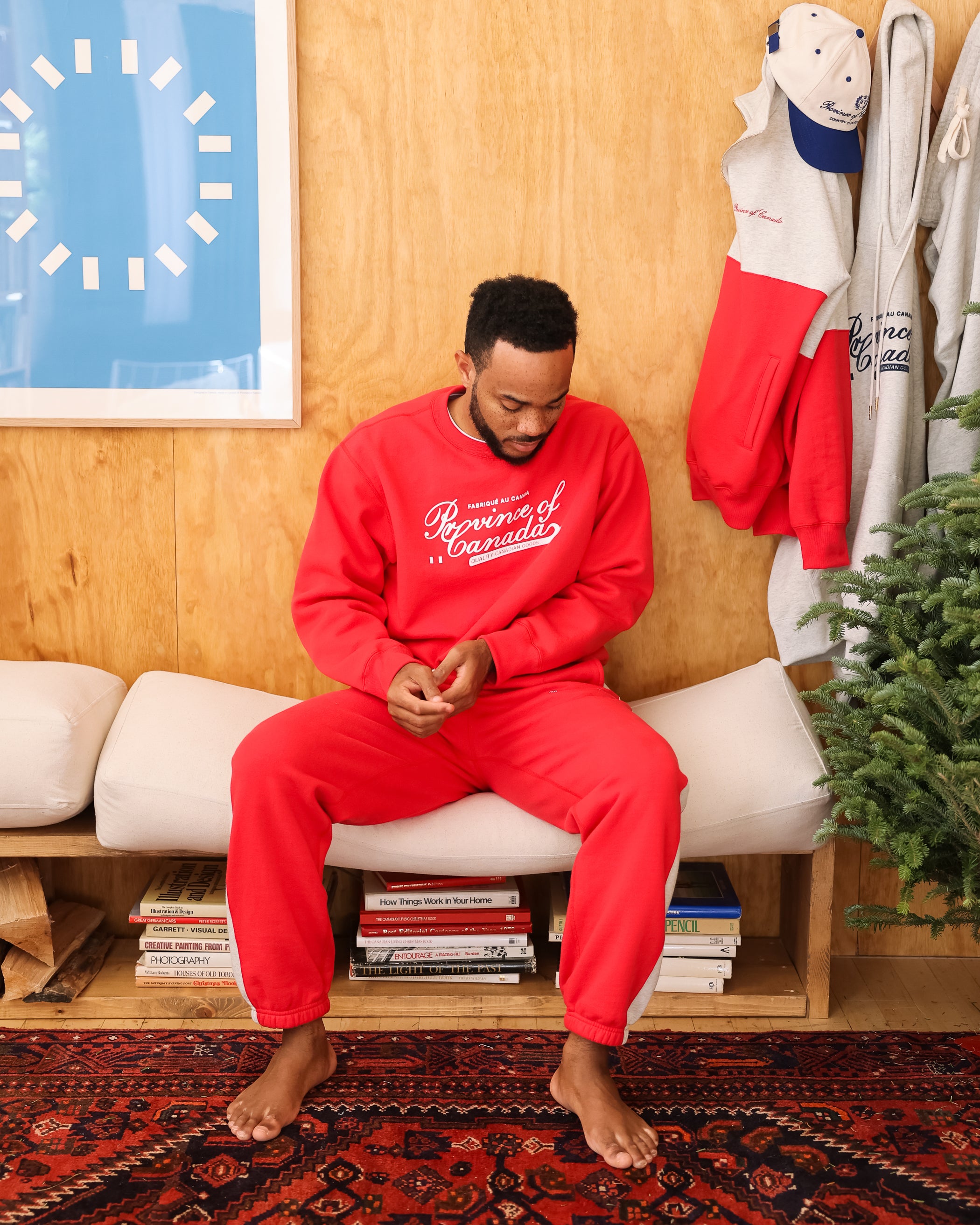 Made in Canada Fleece Script Logo Sweatshirt Red - Unisex - Province of Canada