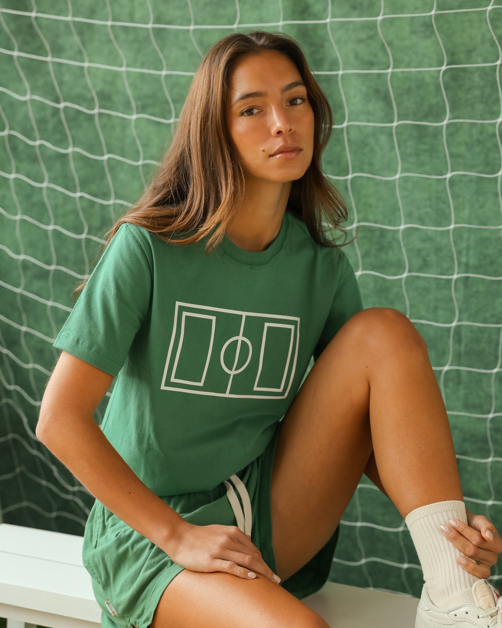 Made in Canada 100% Organic Cotton Soccer Pitch Flag Tee Green - Unisex - Province of Canada  